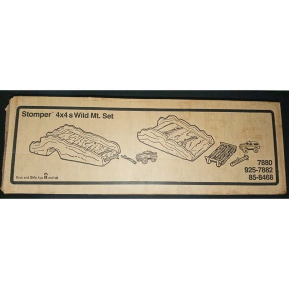 Schaper Stomper Wild Mountain Set 4X4 Foam Mountains Bridge Sticks 1980 RARE Box - Picture 7 of 8